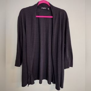 Notations Woman's 3X Black 3/4 Sleeve Cardigan